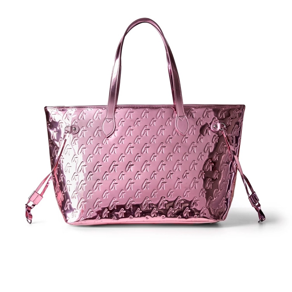 GLAM-AHOLIC METALLIC PINK MONOGRAM GLAM TOTE